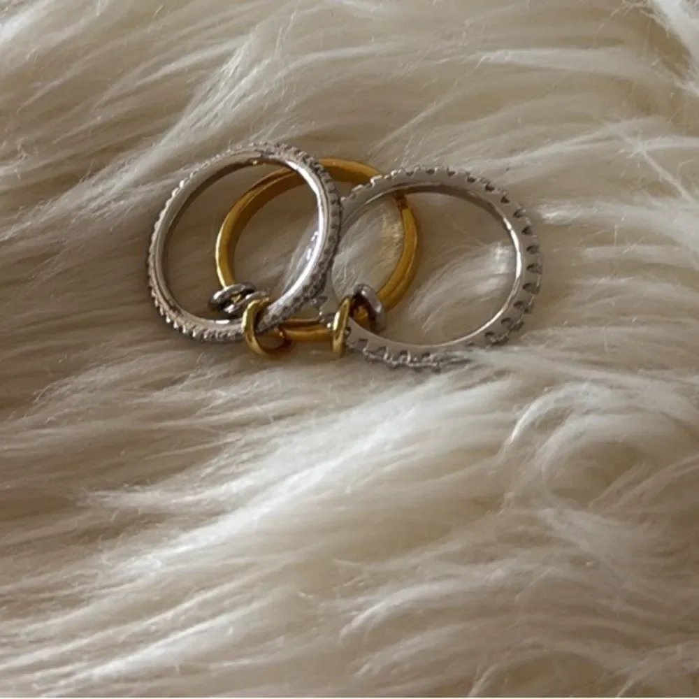Gold and Silver Crystal Ring Set